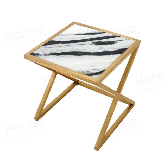 CT002 Lazio custom golden metal faux marble coffee table