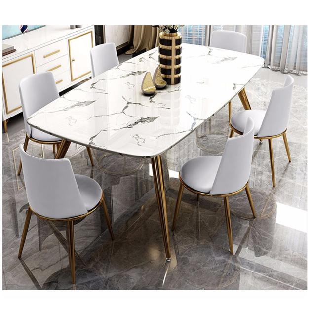 Artificial Marble Dining Tables Stainless Steel
