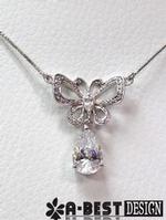 Fahion silver jewelry pendant butterfly shape with big daimond