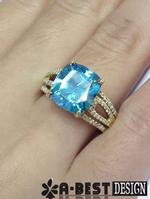 Fashion jewelry design rihno color stone gold ring