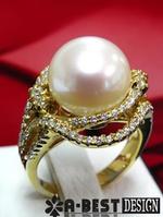 Fashion jewelry design pearl ring gold metal or silver