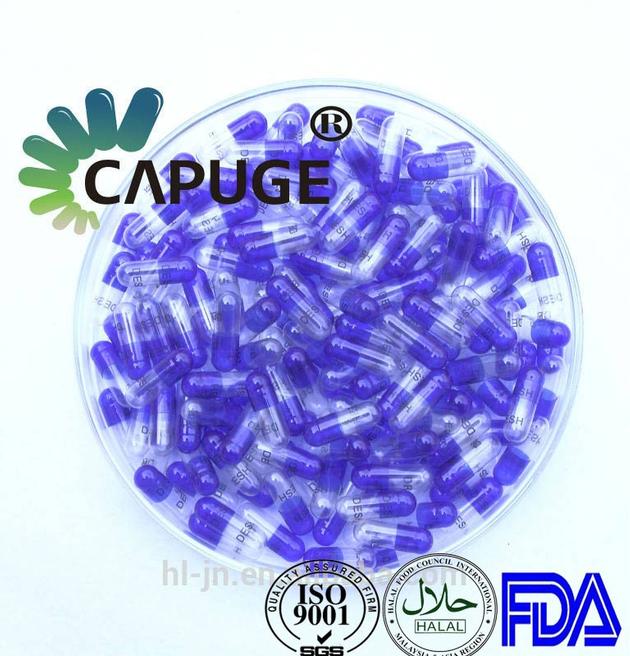 Empty Gelatin Capsule Half Transparent Purple Printed Size 0 1 2