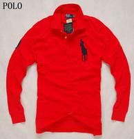 100%cotton mens RL polo shirt,long style ,red