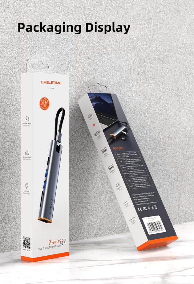 CABLETIME 7 In 1 Slim USB