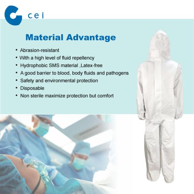 Medical Disposable Waterproof Breathable Protective Coverall