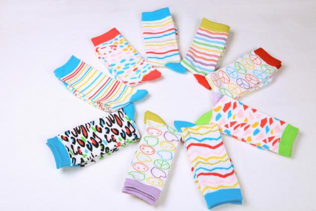 Women's 144N computer jacquard pattern crew length fashion bright color socks