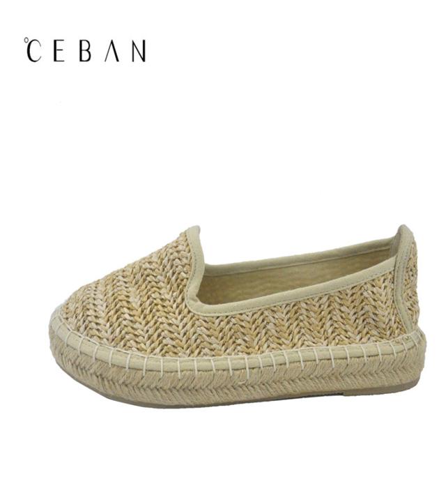 women platform shoes jute ramie weave pumps footwear