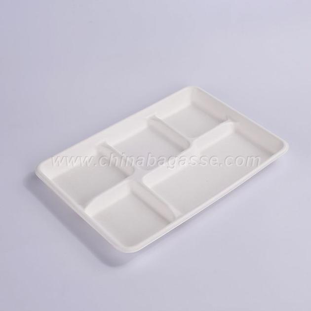 White 5 Com Bagasse Tray