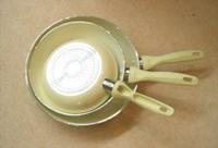 3pcs Press Aluminium fry pan set with induction base Rivet handle