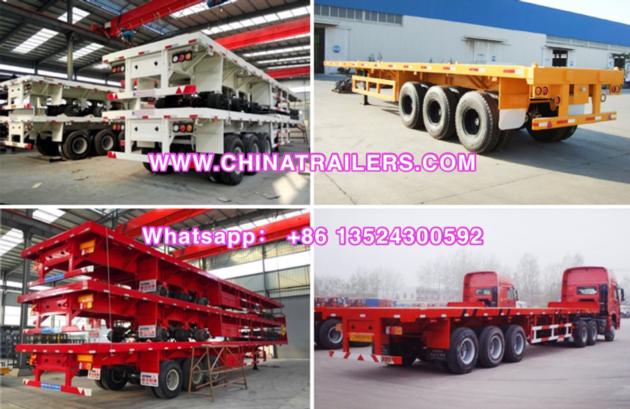 ChinaTrailers 3 Axle 60ft Flatbed Container High Bed Semi Trailer For Sale