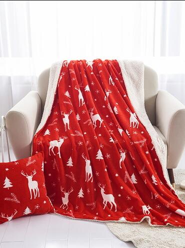 Jacquard-print flannel double blanket