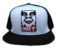 OBEY Black and White Fitted Hat with Black brim 