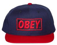 OBEY dark Blue Fitted Hat with Red brim