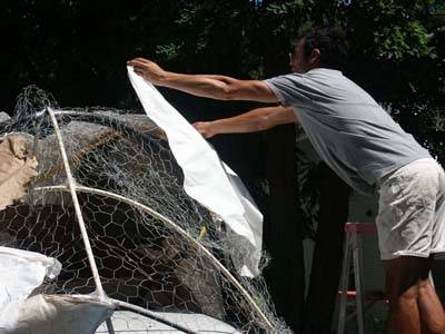Chicken Wire Sculpture Used as Frame for Plants, Floats