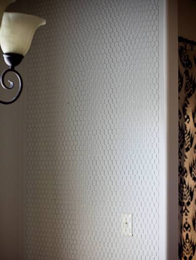 Chicken Wire Mesh Is Attached onto Wall