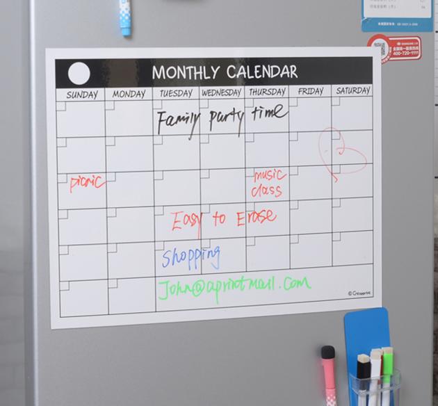 Custom Dry and Wet Erase Magnetic Weekly Calendar