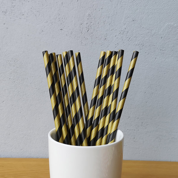 Black And Brown Big Striped Drinking Paper Straws