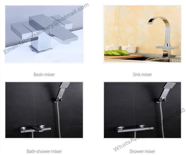 China factory cheap price Double handle square basin faucet and kitchen mixer B&S shower mixer