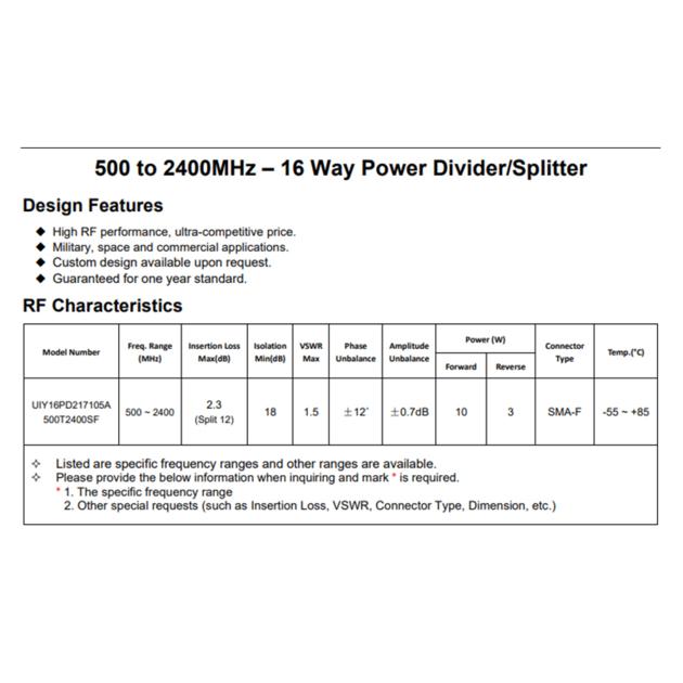 UHF RF 16 Way Power Divider