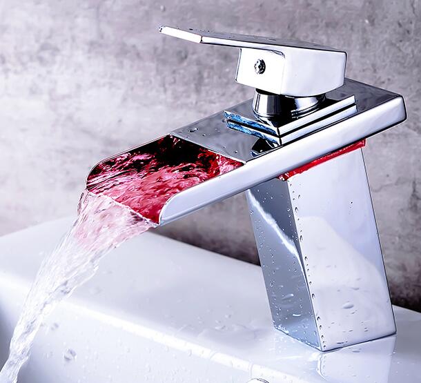 bathroom single handle brass waterfall basin mixer faucet