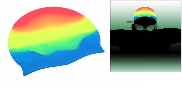 Flexible Silicone Skin Swim Swimming Cap - Rainbow