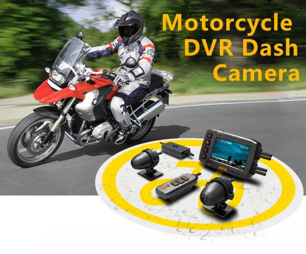 HFK IP67 waterproof motorcycle dvr video recorder with double Sony fhd 1080p camera