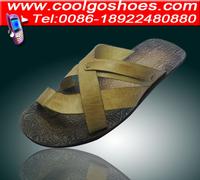 Top quality leather men slippers 