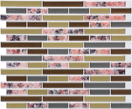 Marble Pattern Gold Linear Mosaic Composite Vinyl Wall Tile Backsplash sticker 