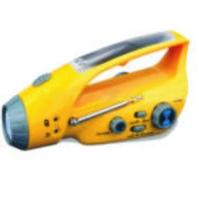 Crank Dynamo Solar Flashlight with Mobile Phone Charger and AM&FM Radio 