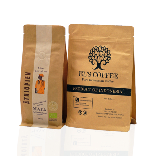 Biodegradable Coffee Kraft Paper Flat Bottom Zipper Bag Stand Up Pouch For Milk Powder ZXB061