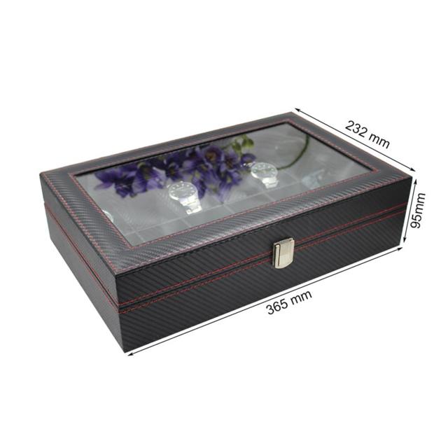 Black Leather Watch Box Wholesale Price For 12 Watches Display 