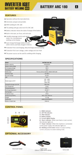 Crepow Battery Welder ARC180