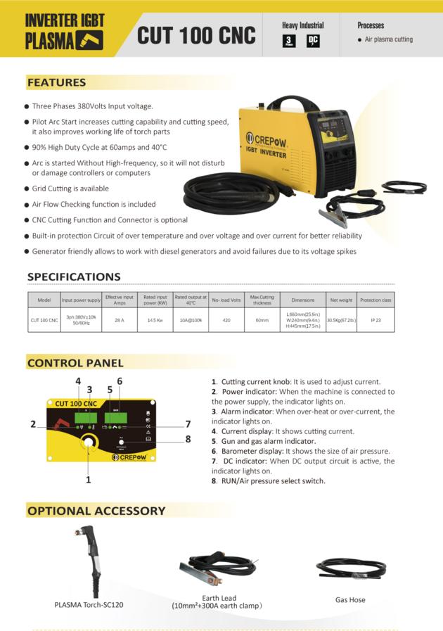 Crepow Inverter CUT100 CNC Air Plasma
