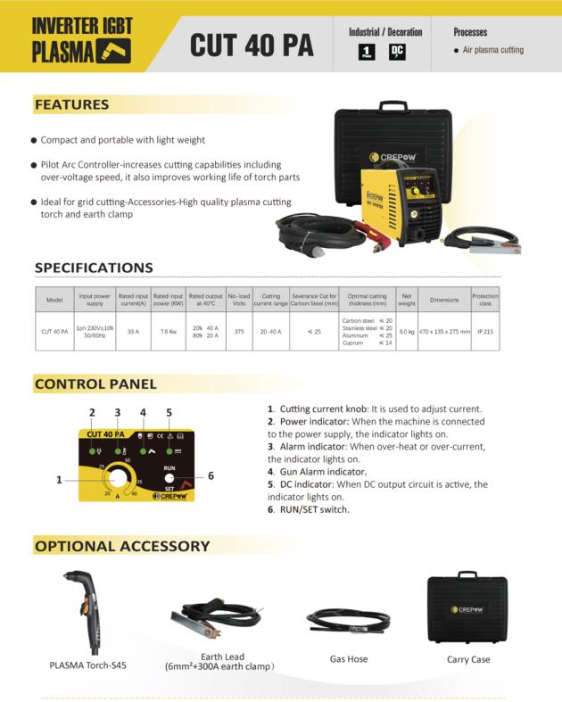 Crepow Inverter CUT40 PA Air Plasma