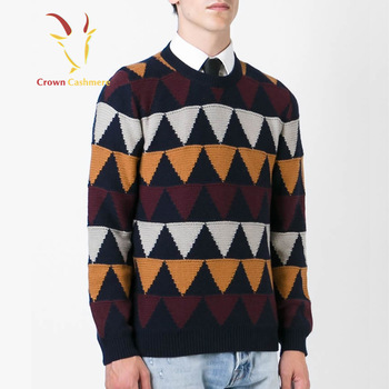 Men's Colourful Intasia Custom knitted Cashmere Sweaters