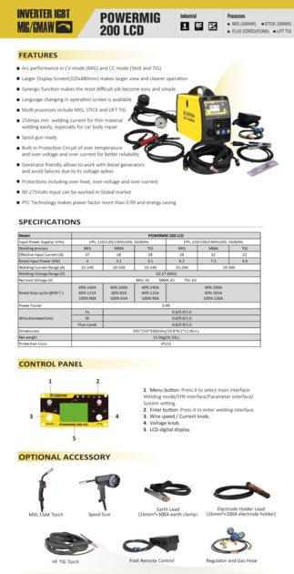 Crepow POWERMIG200LCD Inverter Multi Function MIG