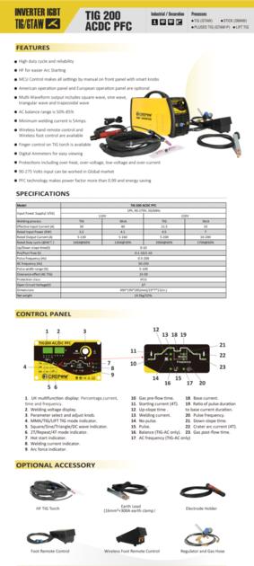 Crepow TIG200 ACDC Inverter ACDC Pulse