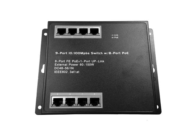9 Port FE Wall Mounted Switch with 8 PoE Ports