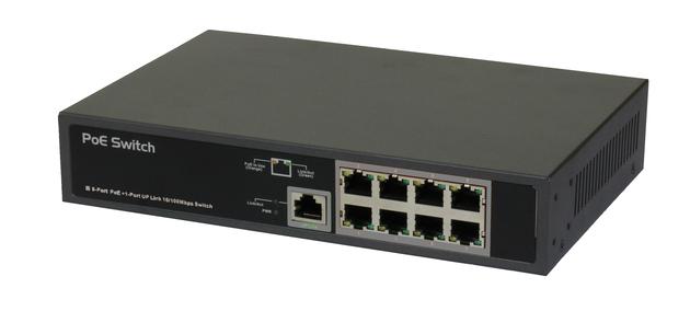 9 Port FE Switch with 8 Port POE, 802.3af, 150W