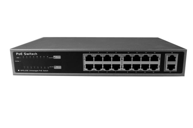 16 Port FE + 2 GbE POE Switch, IEEE802.3af/at, 150