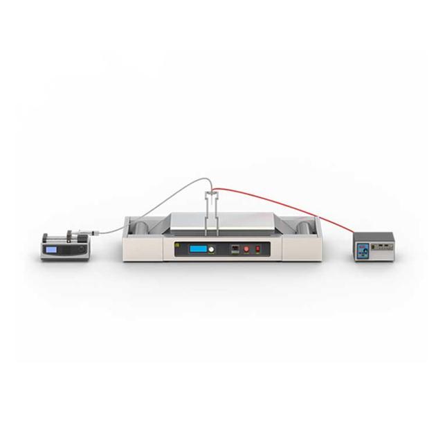 Bench-Top Roll to Roll Electrospinning System with Syringe Pump and Heating Bed