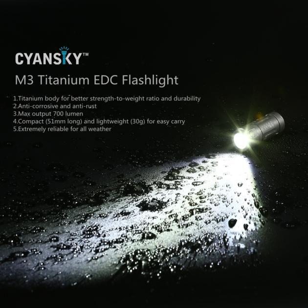Cyansky M3 Titanium EDC Keychain Flashlight