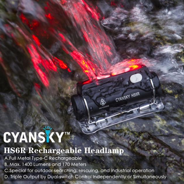 Cyansky HS6R Triple Output Rechargeable Headlamp