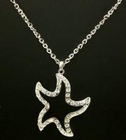Crystal Starfish Pendant Necklace Jewelry