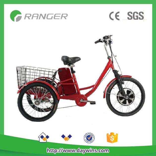 36V 350W Electric Differential Tricycle with throttle bar or Pedal System