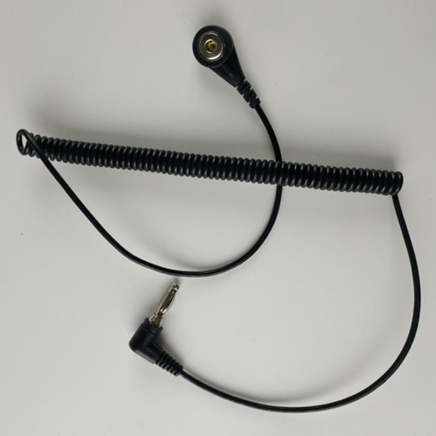 Antistatic ESD ground cord with banana plug or 10mm snap coil cord cable for anti static wrist strap