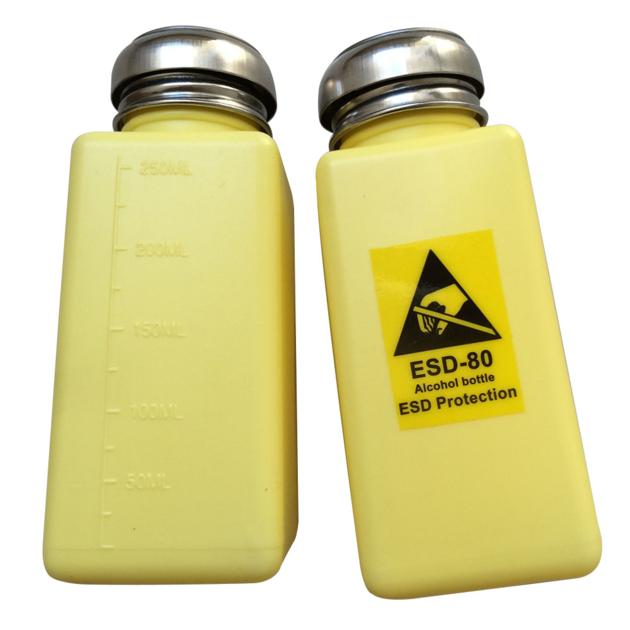Anti Static Alcohol Plastic Bottle ESD-Safe Solvent Dispenser Bottle with Standard Pump Top 4/6/8 OZ