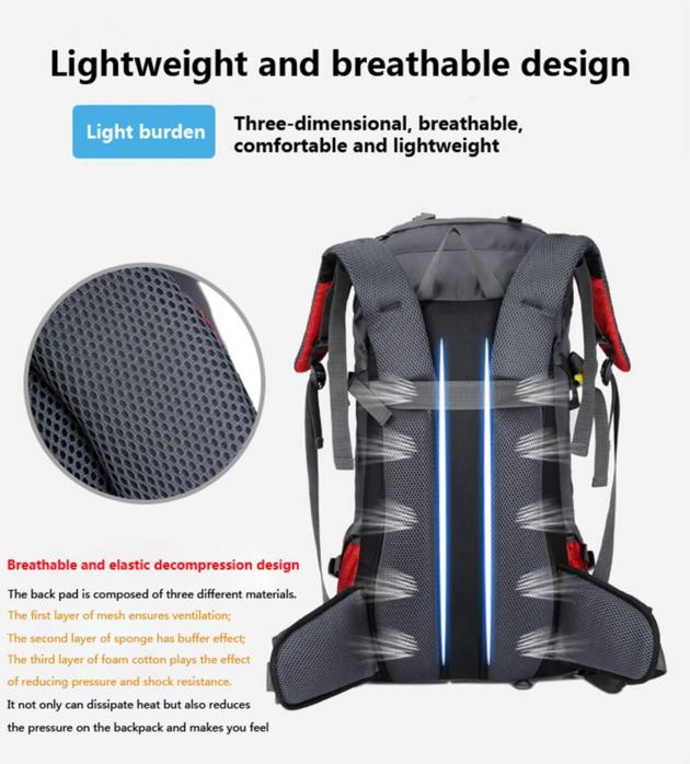 60L Waterproof Lightweight Hiking Backpack With