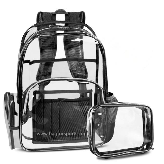 Clear Backpack with Cosmetic Bag,Multi-Pockets Clear Transparent PVC School Backpack Casual Backpack