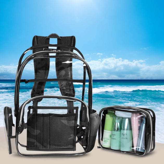 Clear Backpack With Cosmetic Bag Multi